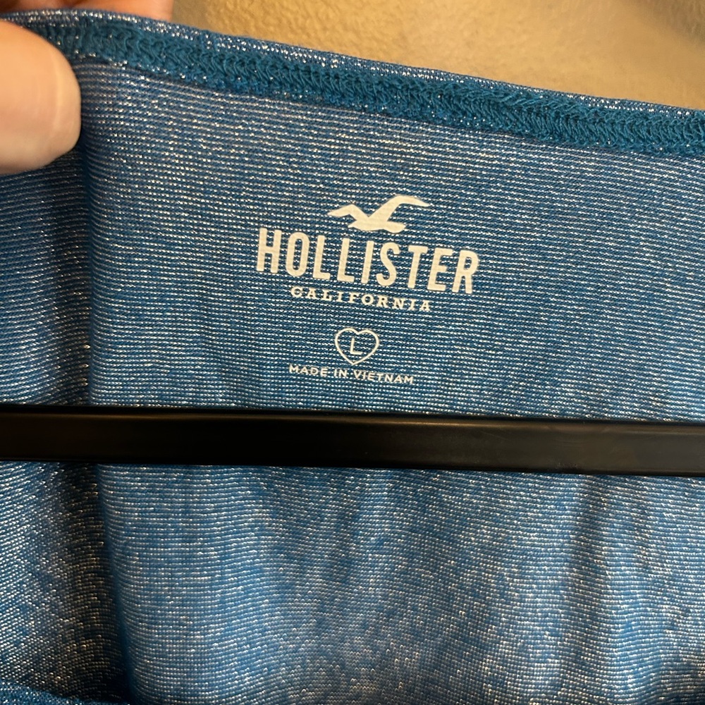 Hollister blue silver sparkle long sleeved crop top Y2K size L - Picture 3 of 15